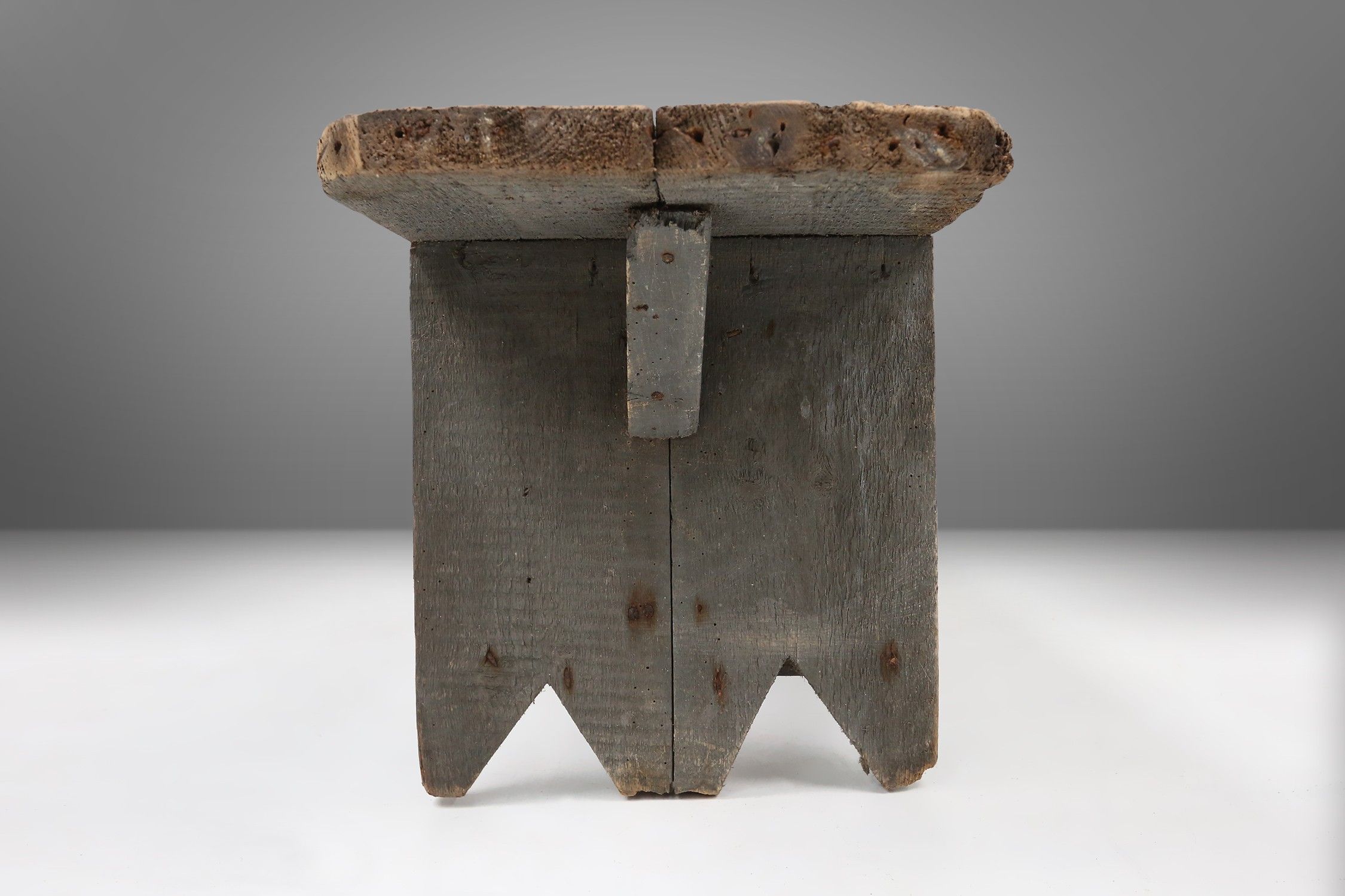 Unusual and charming grey wooden bench, France ca 1890thumbnail